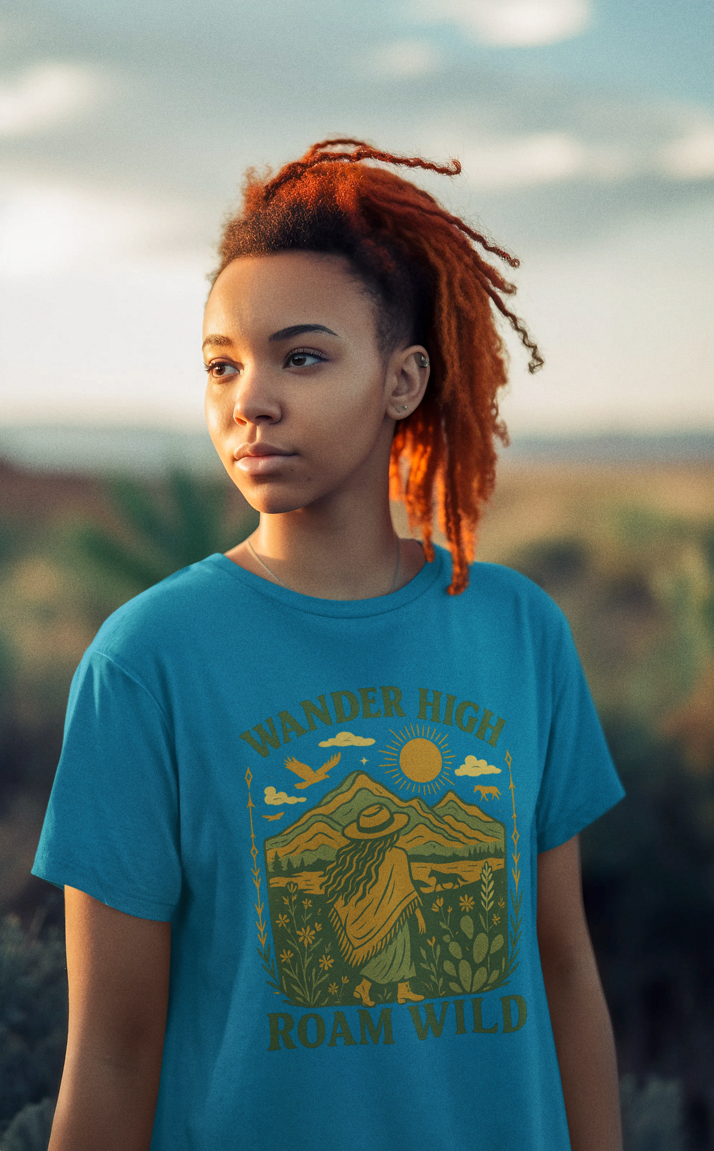 Wander High, Roam Wild – Boho Adventure T-Shirt