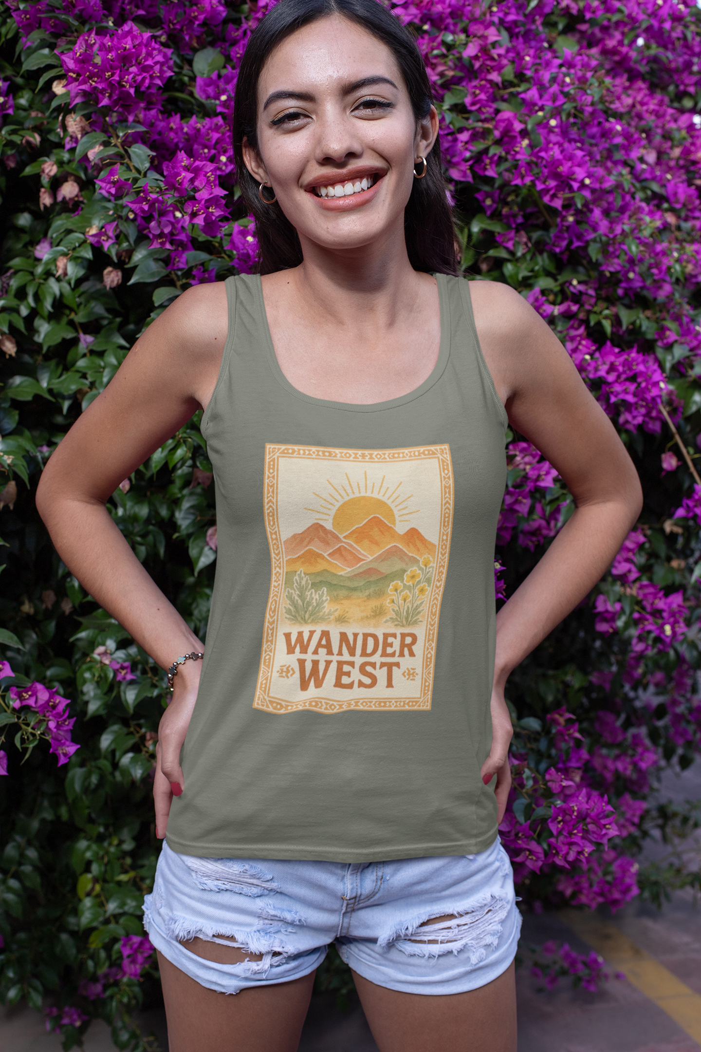 Wander West – Adventure & Western Spirit Graphic Tank Top