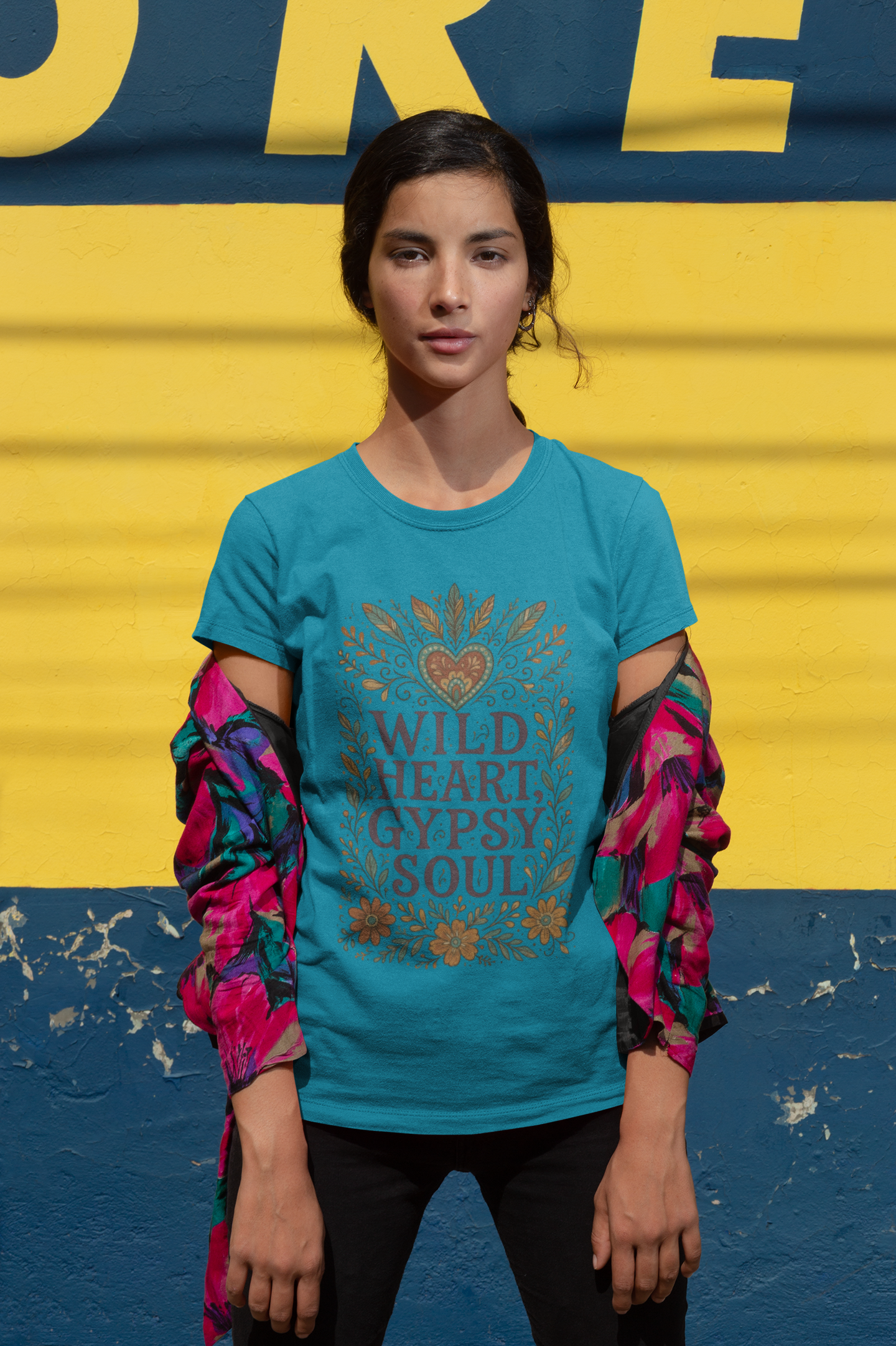 Wild Heart, Gypsy Soul – Boho Floral T-Shirt