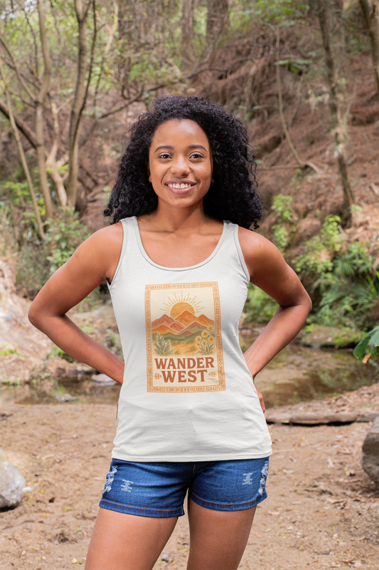 Wander West – Adventure & Western Spirit Graphic Tank Top